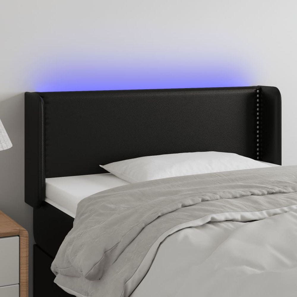 shumee Čelo postele s LED čierne 93x16x78/88 cm umelá koža